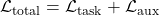 \mathcal{L}_{\text{total}} = \mathcal{L}_{\text{task}} + \mathcal{L}_{\text{aux}}