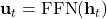 \mathbf{u}_t = \text{FFN}(\mathbf{h}_t)