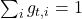 \sum_i g_{t,i} = 1
