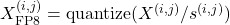X_{\text{FP8}}^{(i,j)} = \text{quantize}(X^{(i,j)} / s^{(i,j)})