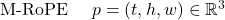 \text{M-RoPE 位置向量} \quad p = (t, h, w) \in \mathbb{R}^3
