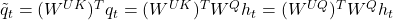 \tilde{q}_t = (W^{UK})^T q_t = (W^{UK})^T W^Q h_t = (W^{UQ})^T W^Q h_t