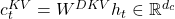c_t^{KV} = W^{DKV} h_t \in \mathbb{R}^{d_c}